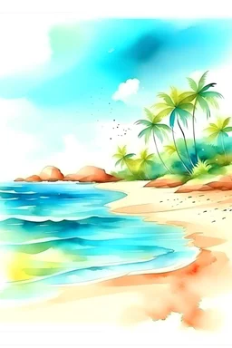 Paisaje de playa caribeña estilo acuarela