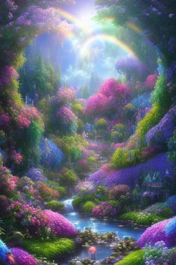 verybeautiful-magical-garden-of-the-angelic-kingdom-blue-and-pink-plants-and-trees-small-river-sunshine-flowers-haze-thumb-rainbow-ufo-bright-colors