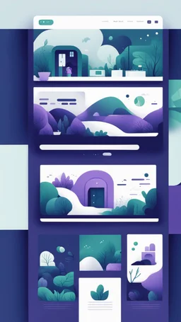 illustrations with a simple art style that show home page use dark blue-purple and green 00FF00