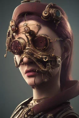 steampunk , portrait, , cinamatic, highly detailed, close up, 8k , deep colours, dark, fire , red, purple,