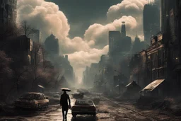 city, sci-fi, clouds, spring trees, people, gary numan and blade runner influence