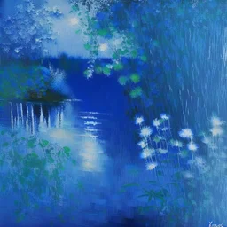 wane of summer impressionism style dark blue