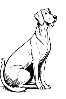 "Simple dog outline, in a sketch style, black and white