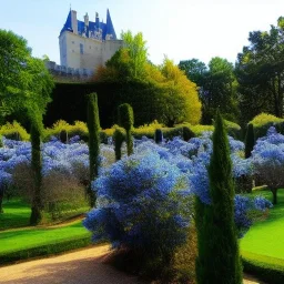 château d'Amboise soleil ciel bleu parc fleuri arbres