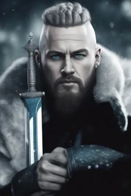 Ragnar Lothbrok in 8k Afukuro cartoon artstyle, blue eyes, Bald, big beard, tattoos, winter, close picture, highly detailed, high details, detailed portrait, masterpiece,ultra detailed, ultra quality