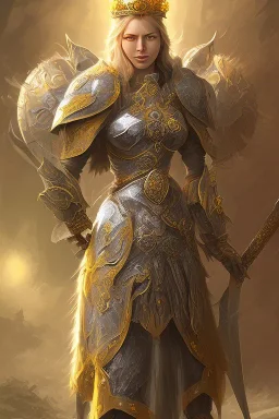 fantasy sunflower warrior queen sword