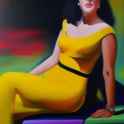 Full body portrait, painting, medium shot lady, style of Diane Sivavec