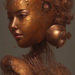 robot portrait, rust, scaffolding, iron cladding, decay, mixed media, textured, anatomically correct, beautiful perfect face, sharp focus, highly detailed