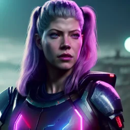 Actress , sci-fi, cyber punk , Katheryn Winnick, portrait, samurai, 16 bit, unreal engine 5, god light, ultra hd, vibrant color, gradient background, neon.