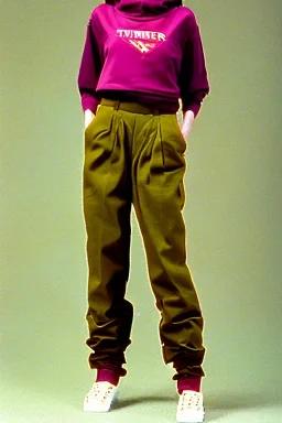 year 1994 women fashion. "summer combat suit trouser" with low waist, baggy, Combat pants, t-shirt and interesting hoodie with high tippet integrated to bolero. Colors: denim blue, blue, purple, khaki, "light and bright green", lilac, plum, orange, terracotta, red, pink, dark blue, beige. Women models. Starling pattern prints.Jennifer Lopez, Gwyneth Paltrow, . Big tennis shoes on. Cargo pants.