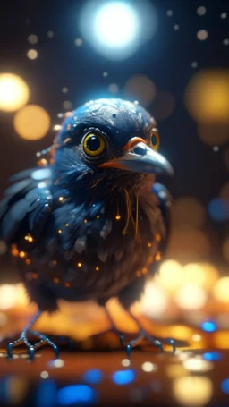 wtf bird getting hit by electric arc, with big disturbed eyes,bokeh like f/0.8, tilt-shift lens 8k, high detail, smooth render, down-light, unreal engine, prize winning