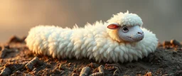 long fluffy slinky cloud snake with a sheeps head