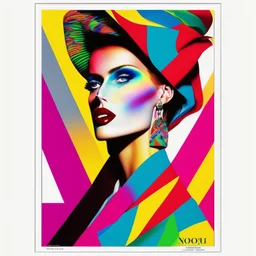 A vogue-like poster. Colourful, fashion.