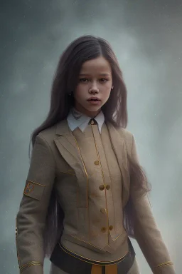 jenna ortega wednesday, Hogwarts uniform , pintura, ,details,texture,8k quality, fog,particles fire, florest, Minimalism, Romanticism, Expressionism, Impressionism