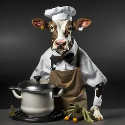 Cow in cooking clothes