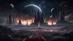 Stars Wars battle field, space sky, dark style