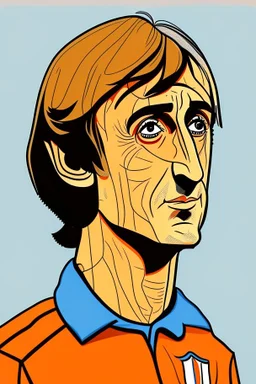 Johan Cruyff Dutch soccer player cartoon 2d