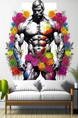 man wall art floral bodybuilder