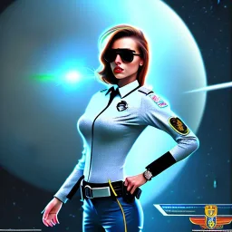 lady cop top in space