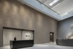 Modern stone wall, museum reception