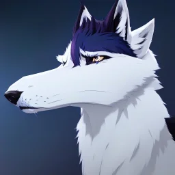 wolf furry blue hair digital art anime style male white fur anthropomorph