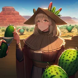 anime real life like cactus in the desert in arizona, grand canyon,anime