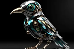 a metallic cyborg bird , style Henry Moor