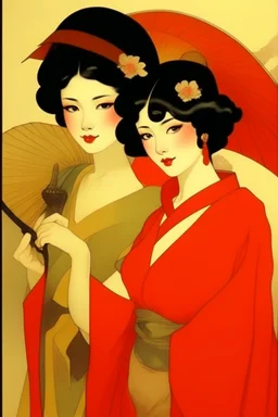 art from japanese style 1900 movie, pinup magazine soviet