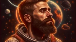 bearded man handsome space photorealism