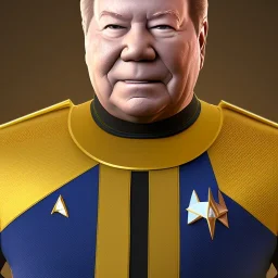 Portrait of Young William Shatner, Star Trek style, Photorealism, Full Body Shot, Wearing Gold TOS Uniform, 8k, San Francisco,