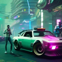 cyberpunk car,cyberpunk 2077, ultra realistic,shiny, smooth, studio quality, octane render, Surrealism, Triadic colour scheme,glow-stick, ambient lighting,nightclub lighting, polaroid, 100mm, --ar 3:2 --v4