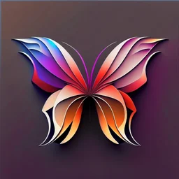 symetry!!, butterfly!!, logo, NFT, futuristic, colorful, curves, lines, shadow, simple, sideview, gradient