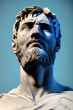 Ultra Realistic image, Roman sculpture, white marble material, Lionel Messi, gold Laurel wreath, Renaissance style, sun rays background, waist up portrait, epic, celestial, cinematic lighting, God lights, 4k resolution, smooth details, soft lighting, unreal engine 5, art station, substance 3d.