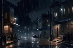 rainy night in a town
