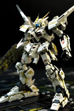 intricate gundam in a action pose
