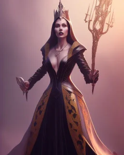 evil queen in leather gown with whip in her hand, 8k resolution concept art portrait by Greg Rutkowski,