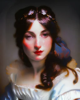 impressionism, women in a 16th century dress, candle light