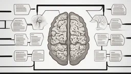 "The attached image illustrates the process of human thinking, with a simplified representation of the brain and neural cells interconnected with the concepts of thinking and decision-making. This image reflects the concept of the mental process and the role of the brain in it."