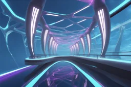 a futuristic glass bridge made of glass illuminated mesmerising doodaddish thingamibobs;by artist "dark tantric gaspberry yoghurt" by architect "Science-Fiction",by artist "meltingness";by artist "3D textured embossed relief shadows";steamnouveau;glitchcore""