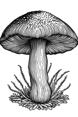 outline of a realistic mushroom no background