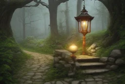 wooded stone lantern path