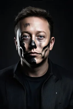 Portrait of Elon musk, skeleton face