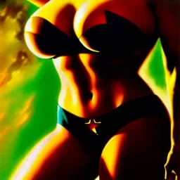 portrait oil on canvas, beautiful busty WonderWoman, green big eyes, ,minimal armor,comic book cover, mystical colors,insanely detailed,realistic,intrincate detail, 16k resolution, masterpiece,Frank Frazetta,Alex Horley, Simon Bisley