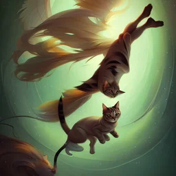 Cat flying , in Anna Dittmann style