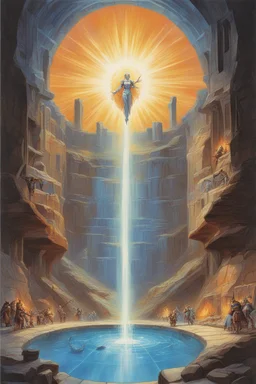 bright pool of radiance, power production, book illustration cover