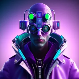 cyberpunk purple masked villain in galaxy, teal and purple smoke, detailed, realistic, 4k