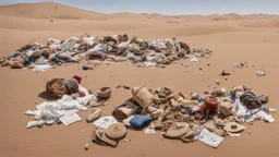 desert with things people have lost piled on the ground