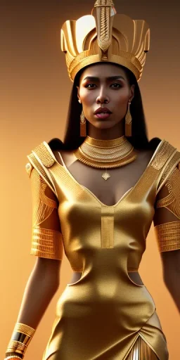 Beautiful pharaonic queen, hot pharaonic dress, full body, clear features, pretty, too many details, pharaonic background، 4k, 8k, portrait, 3d, fantasy, realistic, cinematic