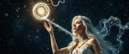 quantum vuvuzela greek god gandalf as a young woman floating transparent shiny slug notes in the weirder universe dna spiral sacred geometry storm