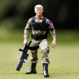 G.i. Joe toy camouflage doll Donald Trump sunburn face with boots full body in package high resolution 2019, in a box with gun